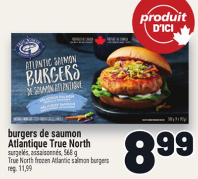 BURGERS DE SAUMON ATLANTIQUE TRUE NORTH | TRUE NORTH FROZEN ATLANTIC SALMON BURGERS