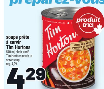 SOUPE PRÊTE À SERVIR TIM HORTONS | TIM HORTONS READY TO SERVE SOUP