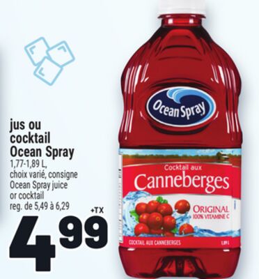 JUS OU COCKTAIL OCEAN SPRAY | OCEAN SPRAY JUICE OR COCKTAIL