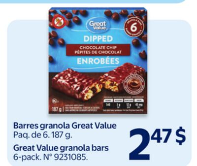 Barres granola Great Value