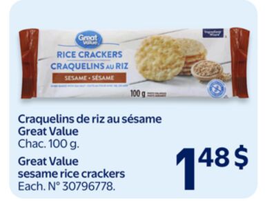 Craquelins de riz au sésame Great Value