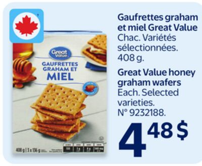 Gaufrettes graham et miel Great Value