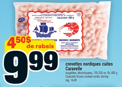 crevettes nordiques cuites Caravelle | Caravelle frozen cooked nordic shrimp