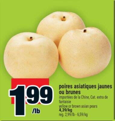 poires asiatiques jaunes ou brunes | yellow or brown asian pears