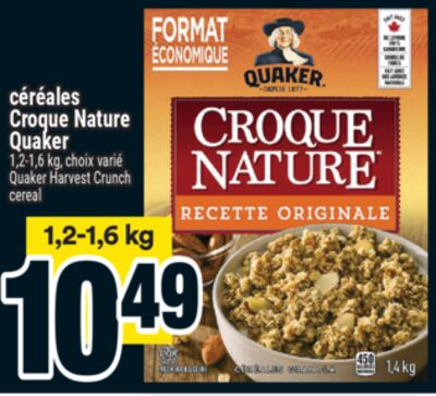 Céréales Croque Nature Quaker | Quaker Harvest Crunch cereal