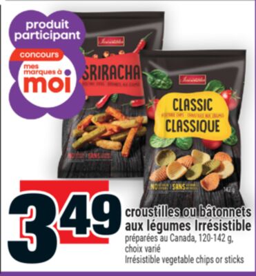 croustilles ou bâtonnets aux légumes Irrésistible | Irrésistible vegetable chips or sticks