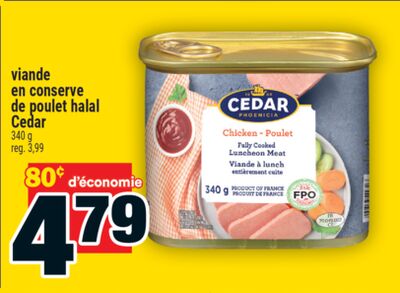 Viande en conserve de poulet halal Cedar