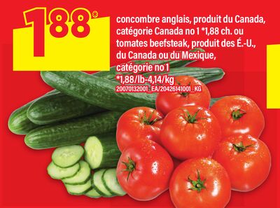 CONCOMBRE ANGLAIS OU TOMATES BEEFSTEAK