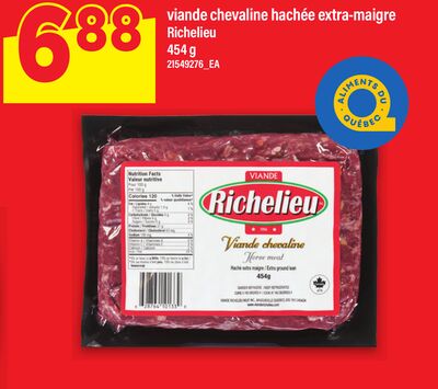 VIANDE CHEVALINE HACHÉE EXTRA-MAIGRE RICHELIEU, 454 g