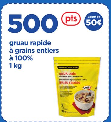 GRUAU RAPIDE À GRAINS ENTIERS À 100%, 1 KG