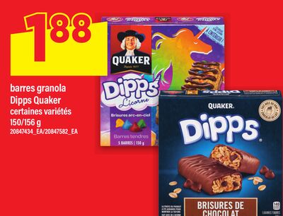 BARRES GRANOLA DIPPS QUAKER, 150/156 g