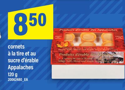 CORNETS À LA TIRE ET AU SUCRE D'ÉRABLE APPALACHES, 120 g