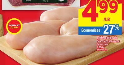 POITRINES DE POULET DÉSOSSÉES SANS PEAU