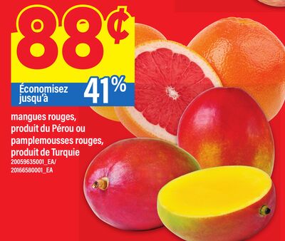 MANGUES ROUGES, OU PAMPLEMOUSSES ROUGES