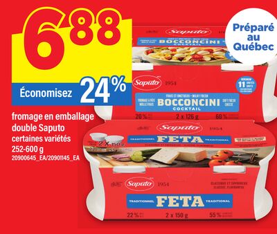 FROMAGE EN EMBALLAGE DOUBLE SAPUTO, 252-600 g