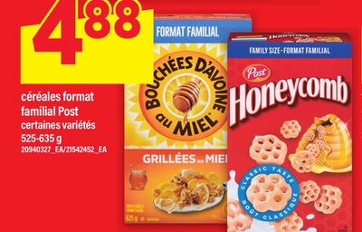 CÉRÉALES FORMAT FAMILIAL POST, 525-635 g