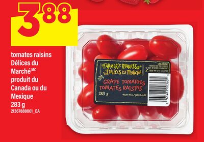 TOMATES RAISINS DÉLICES DU MARCHÉ PRODUIT DU CANADA OU DU MEXIQUE, 283 G