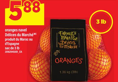 ORANGES NAVEL DÉLICES DU MARCHÉMC, sac de 3 lb