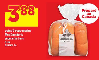 PAINS À SOUS-MARINS MRS DUNSTER'S, 6 un.