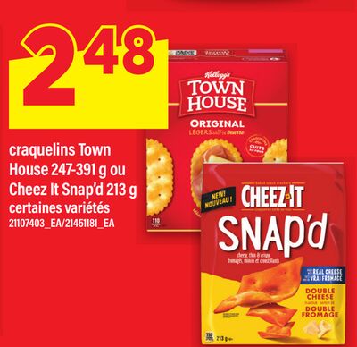 CRAQUELINS TOWN HOUSE, 247-391 g OU CHEEZ IT SNAP'D, 213 g