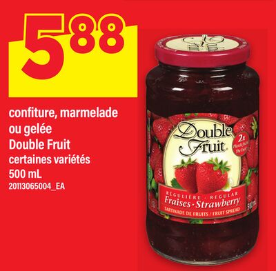 CONFITURE, MARMELADE OU GELÉE DOUBLE FRUIT, 500 mL