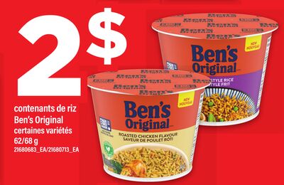 CONTENANTS DE RIZ BEN'S ORIGINAL, 62/68 G