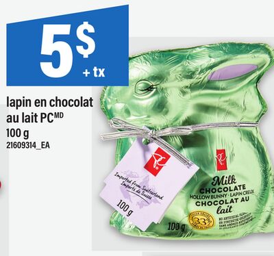 LAPIN EN CHOCOLAT AU LAIT PC, 100 G