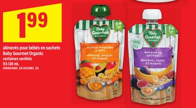 ALIMENTS POUR BÉBÉS EN SACHETS BABY GOURMET ORGANIC, 113-128 ML