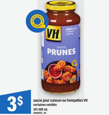 SAUCE POUR CUISSON OU TREMPETTES VH, 341-380 mL