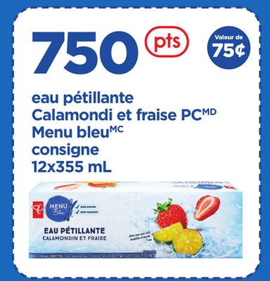 EAU PÉTILLANTE CALAMONDI ET FRAISE PC MENU BLEU, 12x355 mL