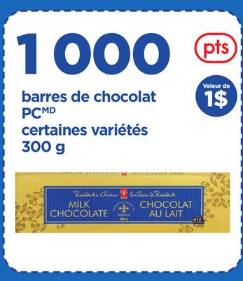 BARRES DE CHOCOLAT PCMD, 300 g