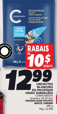 CREVETTES BLANCHES DU PACIFIQUE CRUES SURGELÉES COMPLIMENTS