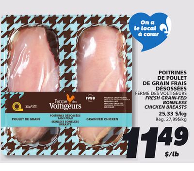 POITRINES DE POULET DE GRAIN FRAIS DÉSOSSÉES FERME DES VOLTIGEURS