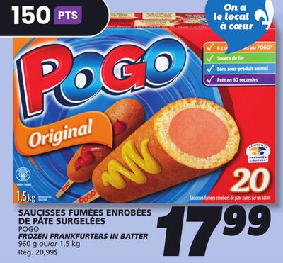 SAUCISSES FUMÉES ENROBÉES DE PÂTE SURGELÉES POGO