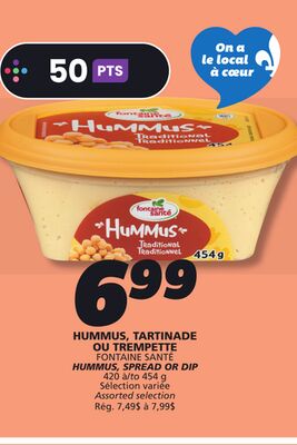 HUMMUS, TARTINADE OU TREMPETTE FONTAINE SANTÉ