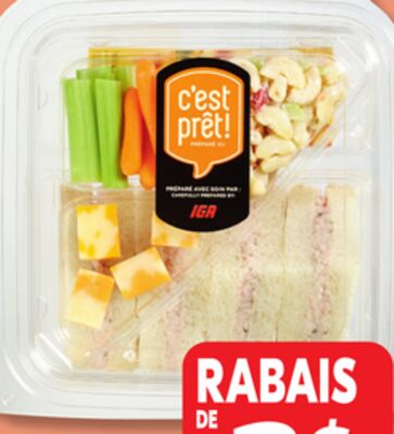 BOÎTE À LUNCH C'EST PRÊT! Avec sandwich farci et boisson