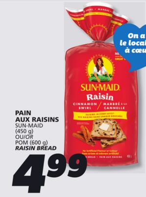 PAIN AUX RAISINS SUN-MAID (450 g) OU POM (600 g)