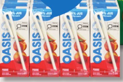 JUS DE FRUITS OU COCKTAIL DE LÉGUMES OASIS OU ROUGEMONT