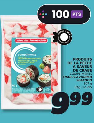 PRODUITS DE LA PÊCHE À SAVEUR DE CRABE COMPLIMENTS