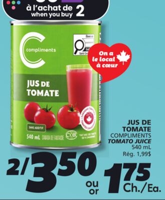 JUS DE TOMATE COMPLIMENTS