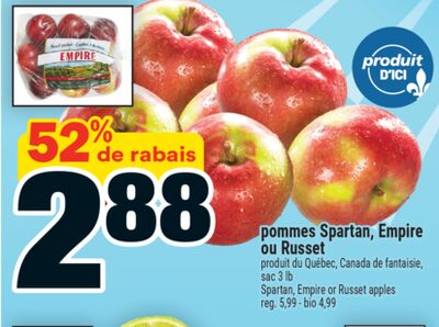 pommes Spartan, Empire ou Russet | Spartan, Empire or Russet apples
