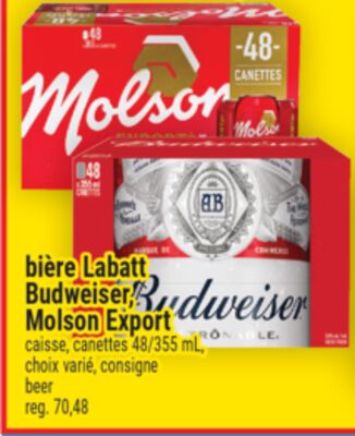 bière Labatt | Budweiser, Molson Export