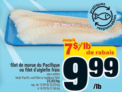 filet de morue du Pacifique ou filet d'aiglefin frais | fresh Pacific cod fillet or haddock fillet