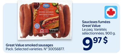 Saucisses fumées Great Value