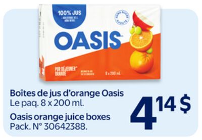 Boîtes de jus d'orange Oasis