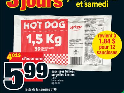 saucisses fumées surgelées Lesters | Lesters wieners