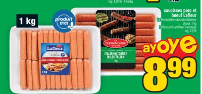 saucisses porc et boeuf Lafleur | Lafleur pork and beef sausages