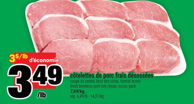 côtelettes de porc frais désossées | fresh boneless pork loin chops, econo pack