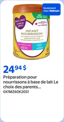 Préparation pour nourrissons à base de lait le choix des parents 0-12 mois 700 g