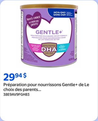 Préparation pour nourrissons gentle+ de le choix des parents enrichie de fer